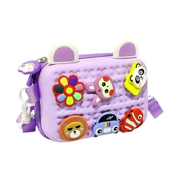 J I Cartoon Soft Silicone Bag Crossbody Shoulder Bag Purse Waterproof Anti Fall Stationery Storage Bag Handbag Sweet Birthday Gift For Children Students Girls, Multicolor