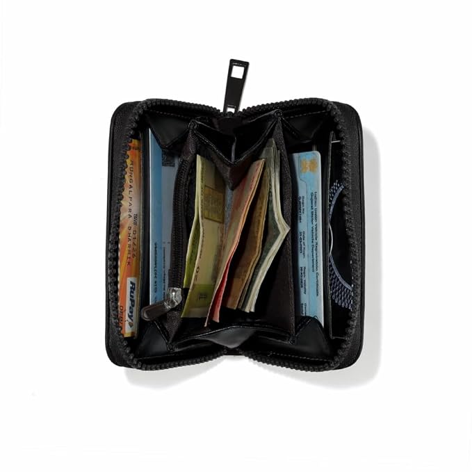 JI TravelMate Hanging Wallet Purse Women's Wallet Zipper Premium Wallet (Black)