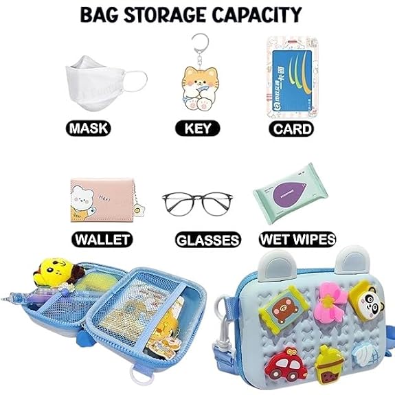 J I Cartoon Soft Silicone Bag Crossbody Shoulder Bag Purse Waterproof Anti Fall Stationery Storage Bag Handbag Sweet Birthday Gift For Children Students Girls, Multicolor