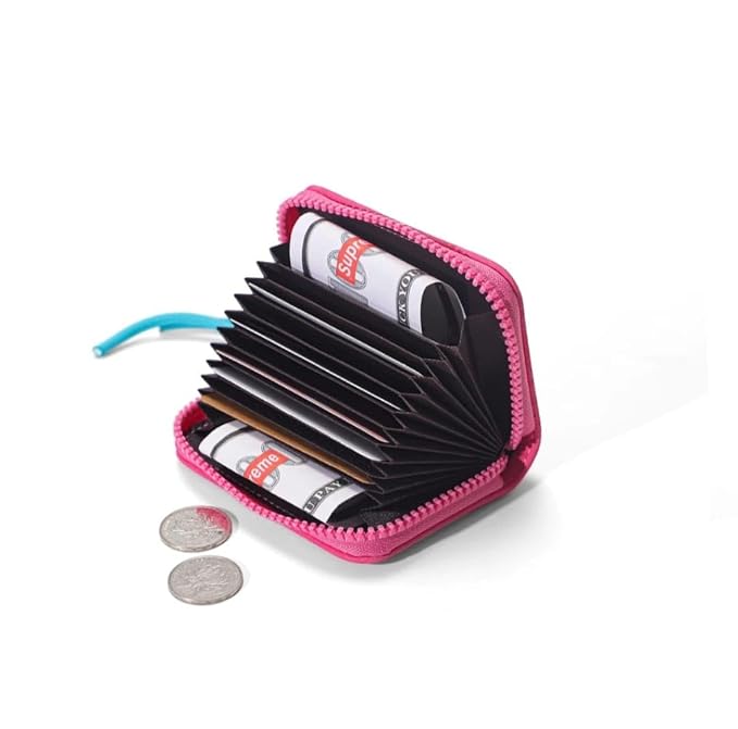 JI ACCESORIES Small Wallet for Girls Credit Card Holder Coin Purse Zipper Small Secure Card Case Cute Wallets Mini Wallets for Women (Blue)