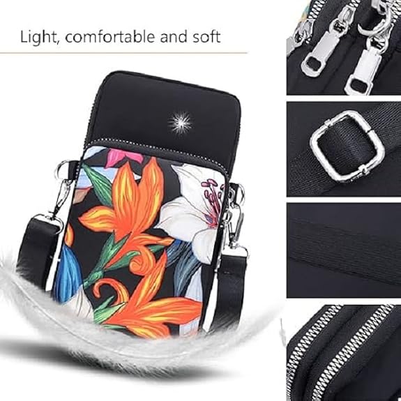 Bag in Bag In Floral Crossbody Bag with Multiple Zippered Compartments - Compact, Stylish and Convenient for Travel and Daily Use