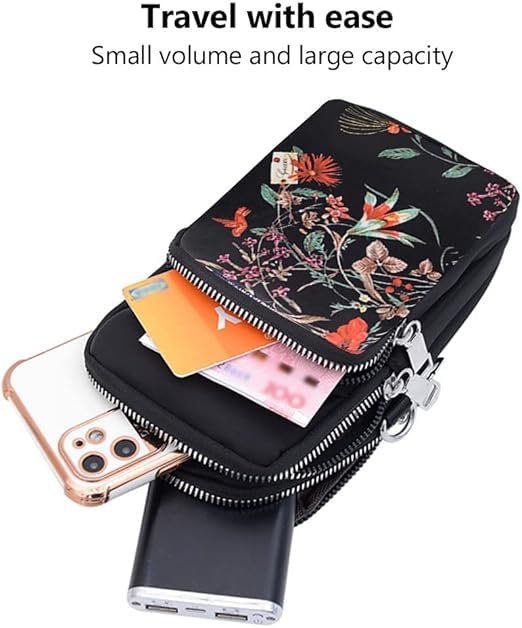 Bag in Women’s Floral Crossbody Phone Bag – Multi-Pocket Small Shoulder Purse with Adjustable Strap