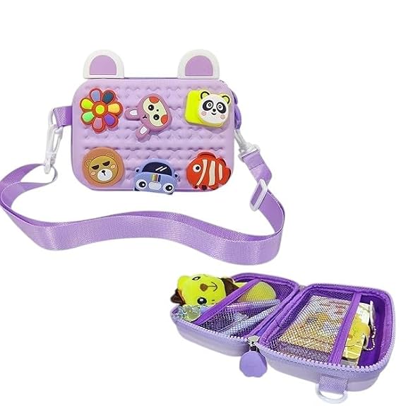 J I Cartoon Soft Silicone Bag Crossbody Shoulder Bag Purse Waterproof Anti Fall Stationery Storage Bag Handbag Sweet Birthday Gift For Children Students Girls, Multicolor