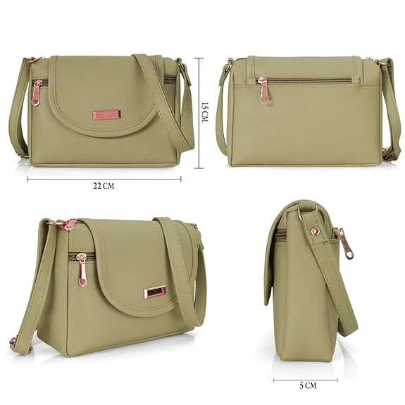 Bag in Stylish Women's Leather Shoulder Bag Embroidered Flap Crossbody Purse with Zipper Compartments & Adjustable Strap