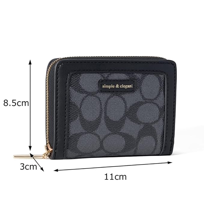 JI Simple & Elegant Women’s Pattern Designer Zipper Wallet – Premium Leather Small Purse with Multiple Card Slots, Coin Pocket & Stylish Compact Design for Everyday Use  (Black)