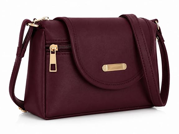 J I ACCESSORIES Women’s Stylish Crossbody Sling Bag – Elegant PU Leather Small Shoulder Purse with Adjustable Strap – Casual & Travel Handbag