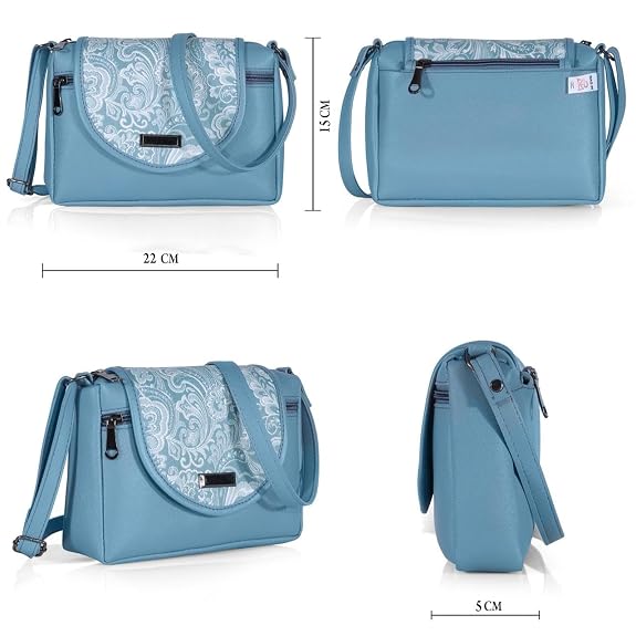 Bag in Stylish Women's Leather Shoulder Bag Embroidered Flap Crossbody Purse with Zipper Compartments & Adjustable Strap