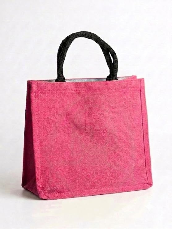 J I Premium Jute Carry Bag with Soft Handles | Reusable Shopping Tote for Work, Travel & Everyday Use
