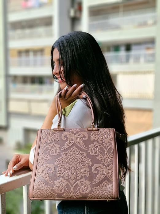Bag in Elegant Damask Patterned Handbag for Women Chic Designer Shoulder Bag with Durable Handles Perfect for Formal & Casual Outings