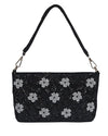 J I ACCESSORIES Velvet Hand-Embroidered Floral Clutch