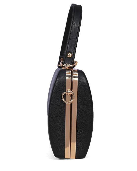 Bag in Elegant Black Floral Handbag with Crystal Clasp Vintage-Inspired Evening Bag for Special Occasions