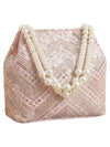 Bag in Women's Ethnic Potli Bag Embroidered Drawstring Purse with Pearl Bead Handle for Festive Occasions