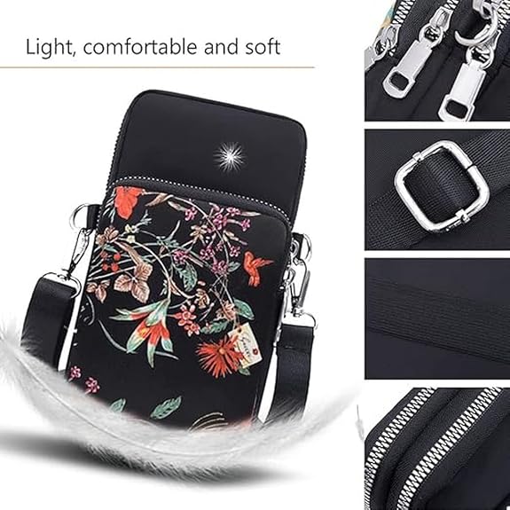 Bag in Bag In Floral Crossbody Bag with Multiple Zippered Compartments - Compact, Stylish and Convenient for Travel and Daily Use