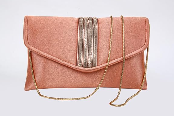 Bag in Elegant Satin Evening Clutch Bag Stylish Envelope Purse with Rhinestone Detail and Detachable Chain Perfect for Formal Events and Special Occasions