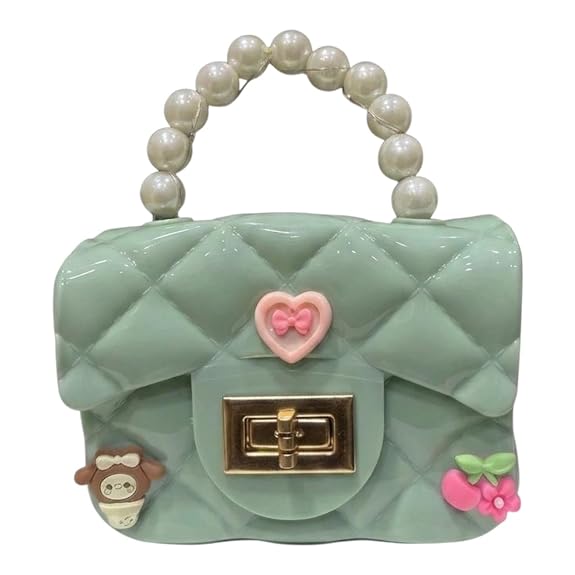 J I Kids Pearl Handle Mini Purse Bag Cute Cartoon Decorative Handbag for Girls