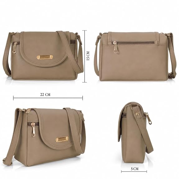 J I ACCESSORIES Women’s Stylish Crossbody Sling Bag – Elegant PU Leather Small Shoulder Purse with Adjustable Strap – Casual & Travel Handbag