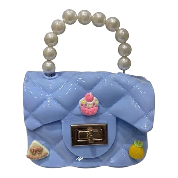 J I Kids Pearl Handle Mini Purse Bag Cute Cartoon Decorative Handbag for Girls