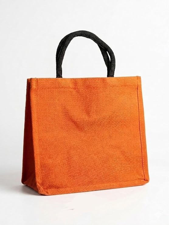 J I Premium Jute Carry Bag with Soft Handles | Reusable Shopping Tote for Work, Travel & Everyday Use