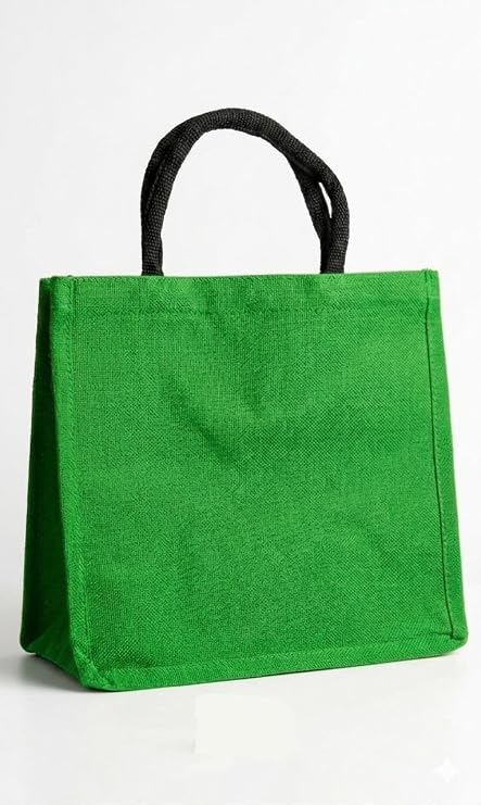 J I Premium Jute Carry Bag with Soft Handles | Reusable Shopping Tote for Work, Travel & Everyday Use