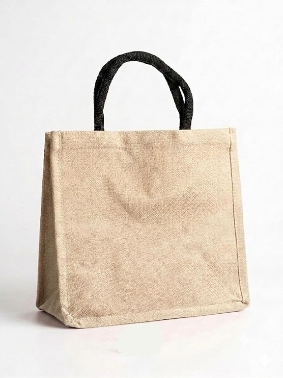 J I Premium Jute Carry Bag with Soft Handles | Reusable Shopping Tote for Work, Travel & Everyday Use