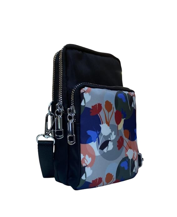 Bag in Bag In Floral Crossbody Bag with Multiple Zippered Compartments - Compact, Stylish and Convenient for Travel and Daily Use