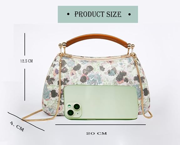 Bag in Floral Handbag with Gold Accents & Crossbody Strap Stylish and Compact Accessory for Every Occasion