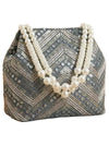 Bag in Women's Ethnic Potli Bag Embroidered Drawstring Purse with Pearl Bead Handle for Festive Occasions