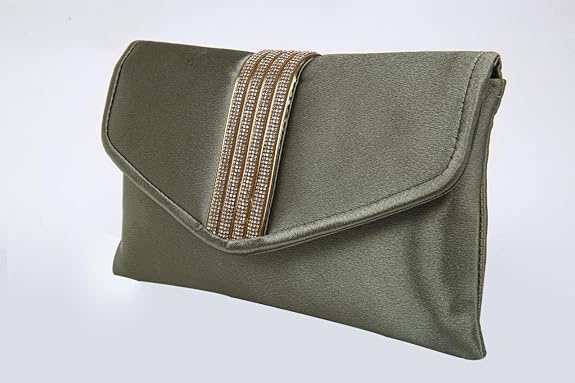 Bag in Elegant Satin Evening Clutch Bag Stylish Envelope Purse with Rhinestone Detail and Detachable Chain Perfect for Formal Events and Special Occasions