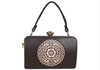 Bag in Elegant Black Floral Handbag with Crystal Clasp Vintage-Inspired Evening Bag for Special Occasions