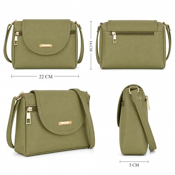 J I ACCESSORIES Women’s Stylish Crossbody Sling Bag – Elegant PU Leather Small Shoulder Purse with Adjustable Strap – Casual & Travel Handbag