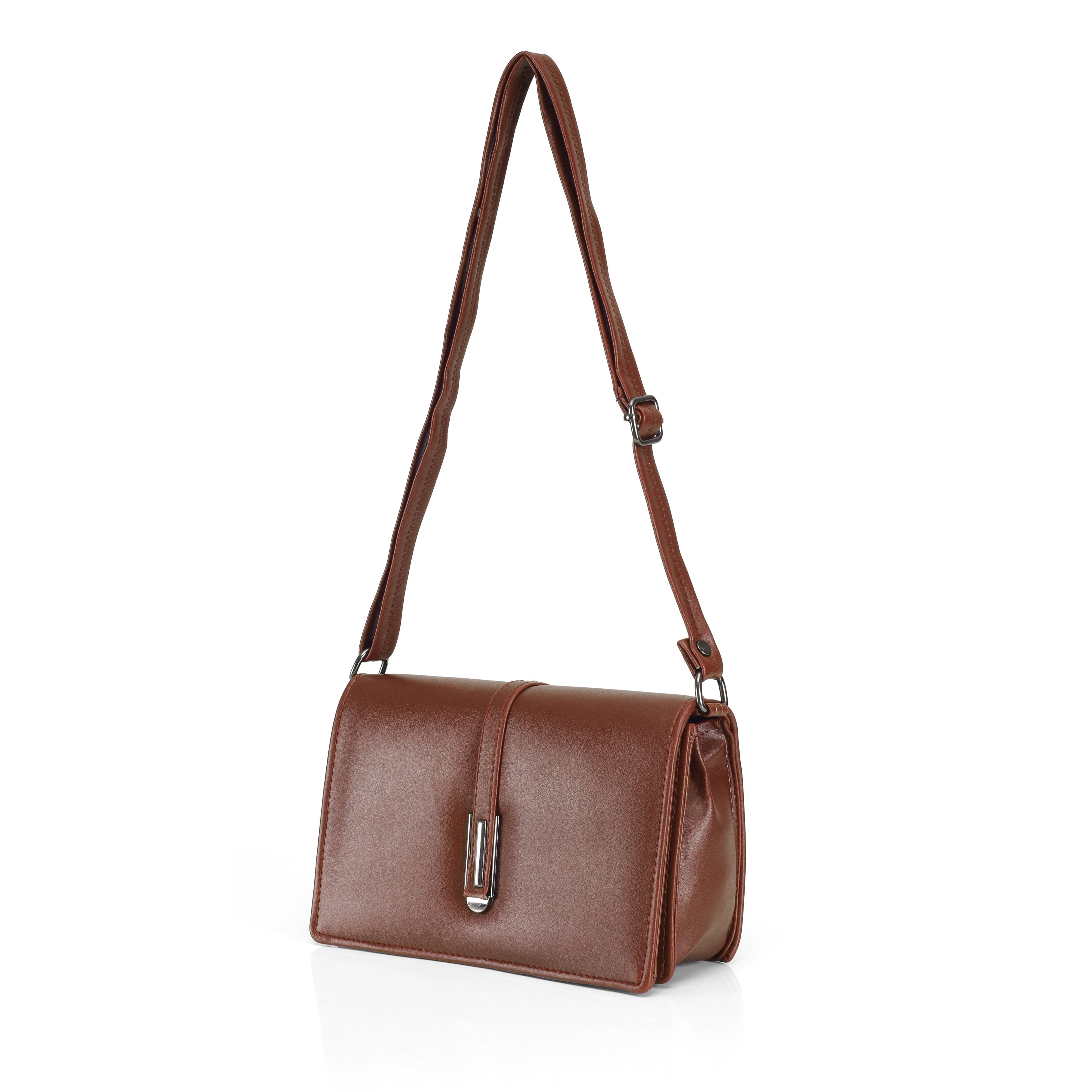 Premium Women’s Sling Clutch Bag | Stylish PU Leather Shoulder Purse with Magnetic Lock – Black, Wine & Taupe