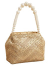 Bag in Women's Ethnic Potli Bag Embroidered Drawstring Purse with Pearl Bead Handle for Festive Occasions
