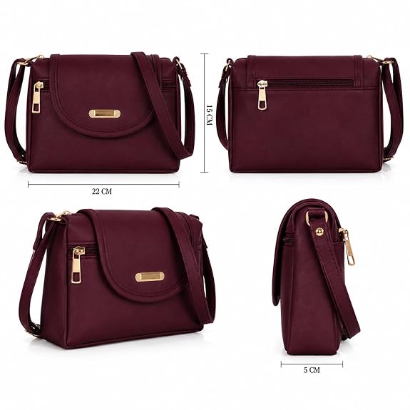 J I ACCESSORIES Women’s Stylish Crossbody Sling Bag – Elegant PU Leather Small Shoulder Purse with Adjustable Strap – Casual & Travel Handbag