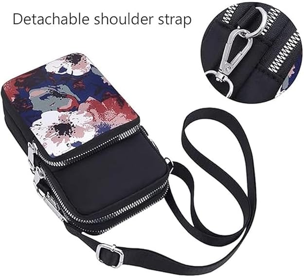 Bag in Women’s Floral Crossbody Phone Bag – Multi-Pocket Small Shoulder Purse with Adjustable Strap
