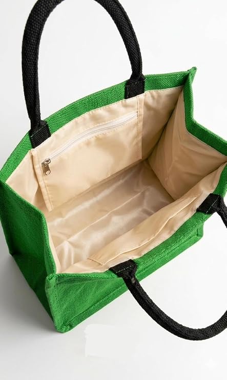 J I Premium Jute Carry Bag with Soft Handles | Reusable Shopping Tote for Work, Travel & Everyday Use
