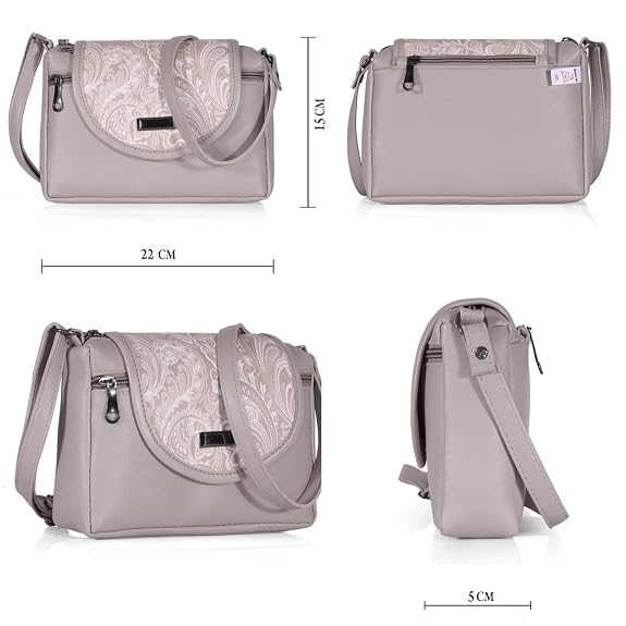 Bag in Stylish Women's Leather Shoulder Bag Embroidered Flap Crossbody Purse with Zipper Compartments & Adjustable Strap