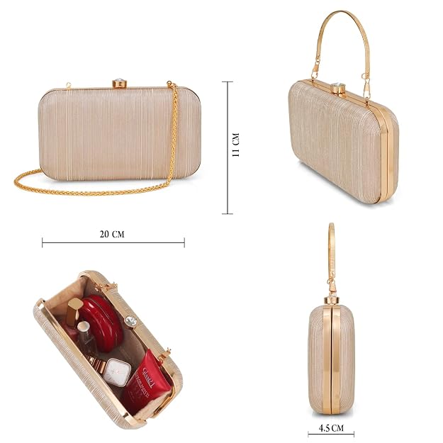 BAG IN Women Evening Hand Clutch | Ladies Party Wedding Purse with Chain Strap