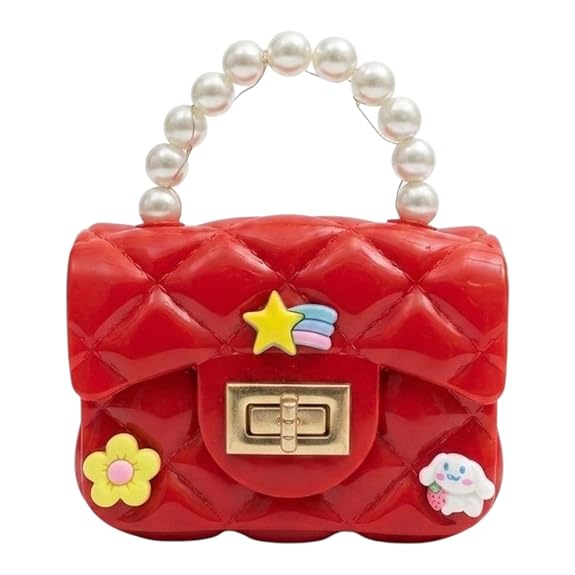 J I Kids Pearl Handle Mini Purse Bag Cute Cartoon Decorative Handbag for Girls