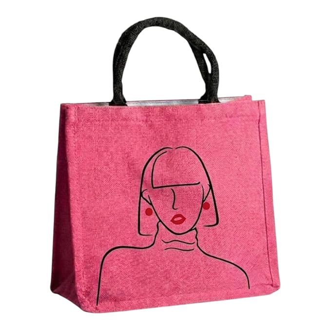 J I Premium Jute Carry Bag with Soft Handles | Reusable Shopping Tote for Work, Travel & Everyday Use