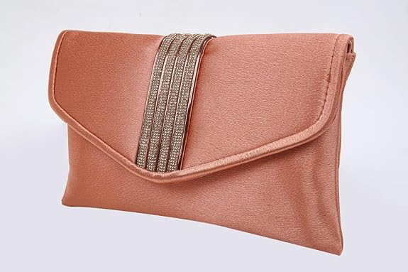 Bag in Elegant Satin Evening Clutch Bag Stylish Envelope Purse with Rhinestone Detail and Detachable Chain Perfect for Formal Events and Special Occasions