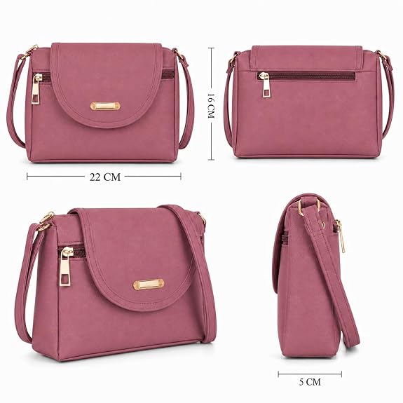 J I ACCESSORIES Women’s Stylish Crossbody Sling Bag – Elegant PU Leather Small Shoulder Purse with Adjustable Strap – Casual & Travel Handbag