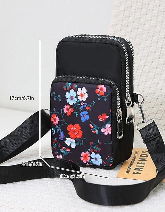 Bag in Women’s Floral Crossbody Phone Bag – Multi-Pocket Small Shoulder Purse with Adjustable Strap