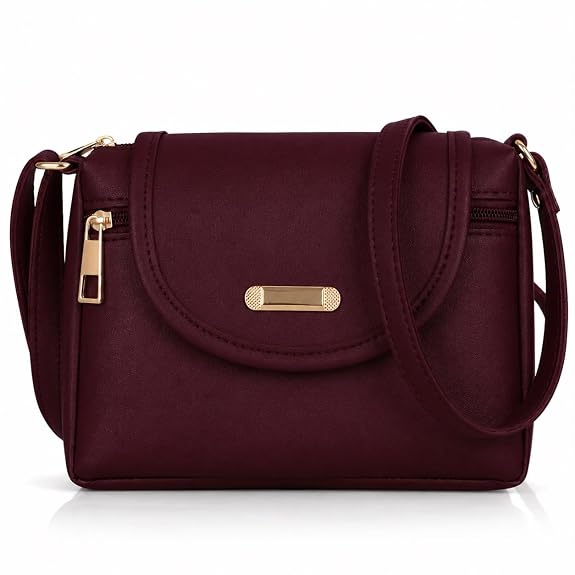 J I ACCESSORIES Women’s Stylish Crossbody Sling Bag – Elegant PU Leather Small Shoulder Purse with Adjustable Strap – Casual & Travel Handbag