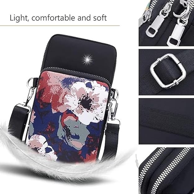Bag in Women’s Floral Crossbody Phone Bag – Multi-Pocket Small Shoulder Purse with Adjustable Strap