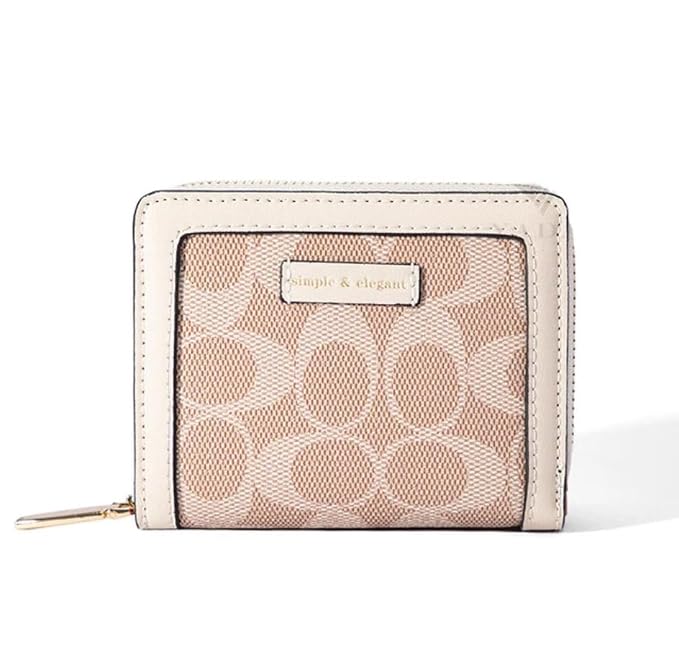 JI Simple & Elegant Women’s Pattern Designer Zipper Wallet – Premium Leather Small Purse with Multiple Card Slots, Coin Pocket & Stylish Compact Design for Everyday Use (White)