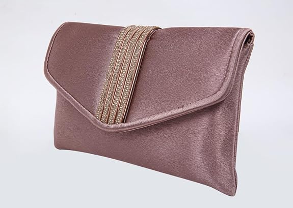 Bag in Elegant Satin Evening Clutch Bag Stylish Envelope Purse with Rhinestone Detail and Detachable Chain Perfect for Formal Events and Special Occasions
