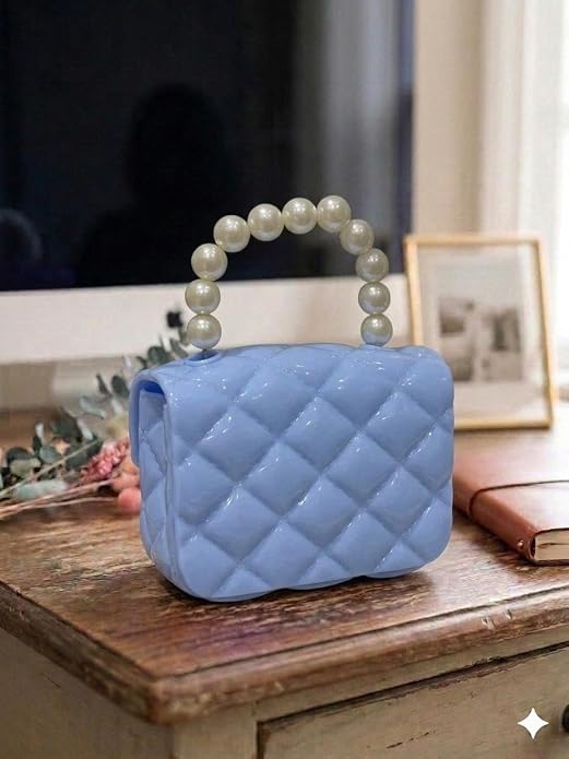 J I Kids Pearl Handle Mini Purse Bag Cute Cartoon Decorative Handbag for Girls