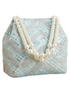 Bag in Women's Ethnic Potli Bag Embroidered Drawstring Purse with Pearl Bead Handle for Festive Occasions
