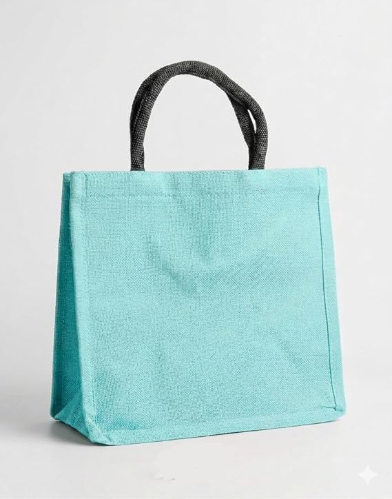 J I Premium Jute Carry Bag with Soft Handles | Reusable Shopping Tote for Work, Travel & Everyday Use