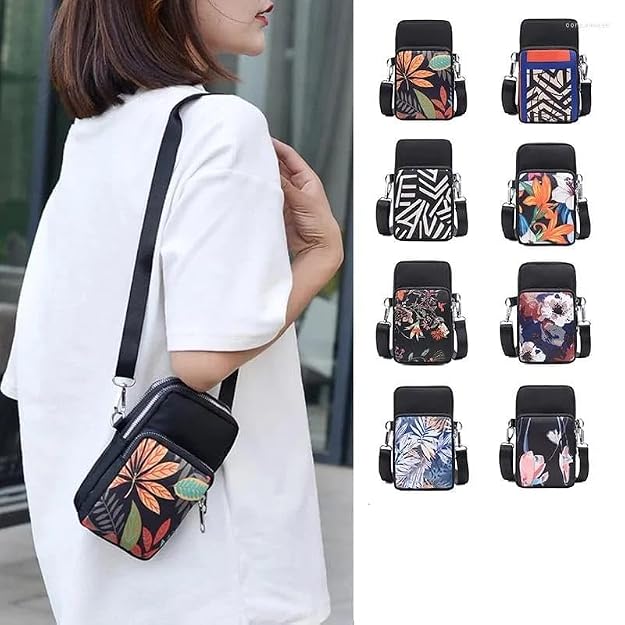 Bag in Women’s Floral Crossbody Phone Bag – Multi-Pocket Small Shoulder Purse with Adjustable Strap